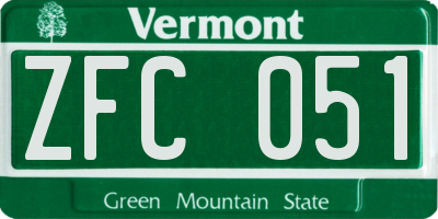 VT license plate ZFC051