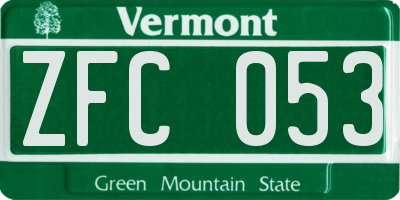 VT license plate ZFC053