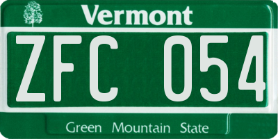 VT license plate ZFC054