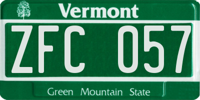 VT license plate ZFC057