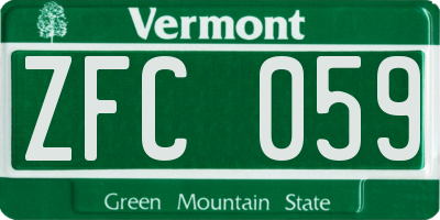 VT license plate ZFC059