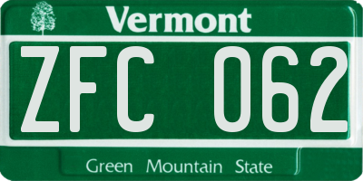 VT license plate ZFC062