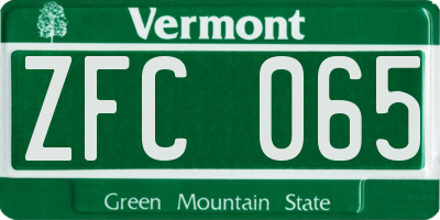 VT license plate ZFC065