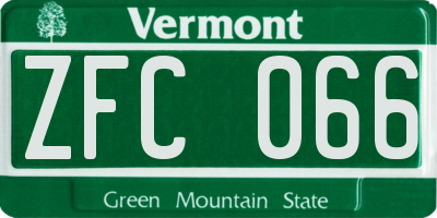 VT license plate ZFC066