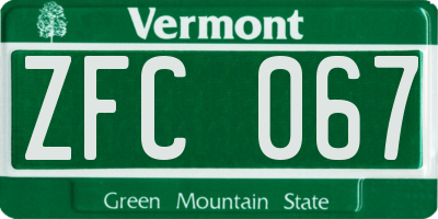 VT license plate ZFC067