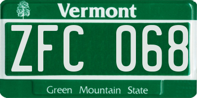 VT license plate ZFC068