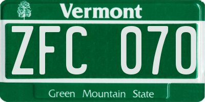 VT license plate ZFC070