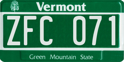 VT license plate ZFC071