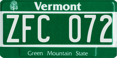 VT license plate ZFC072