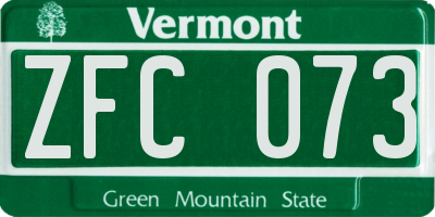 VT license plate ZFC073