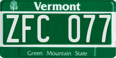 VT license plate ZFC077