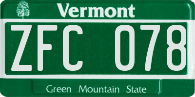 VT license plate ZFC078