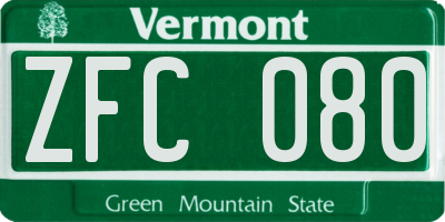 VT license plate ZFC080