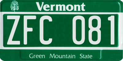 VT license plate ZFC081