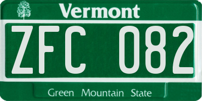 VT license plate ZFC082