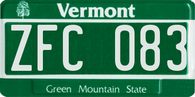 VT license plate ZFC083