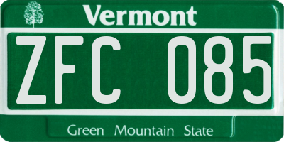 VT license plate ZFC085