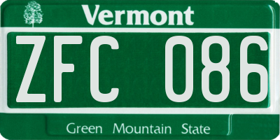 VT license plate ZFC086