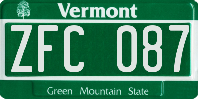 VT license plate ZFC087