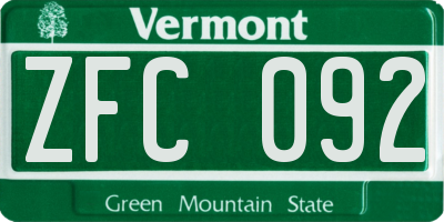 VT license plate ZFC092