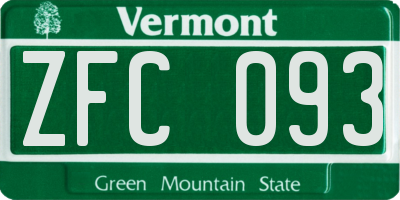 VT license plate ZFC093