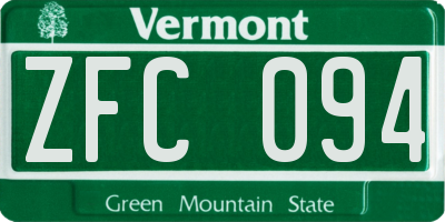 VT license plate ZFC094