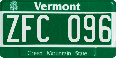 VT license plate ZFC096