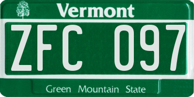 VT license plate ZFC097