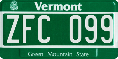 VT license plate ZFC099