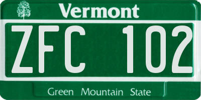 VT license plate ZFC102