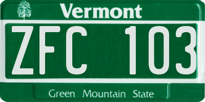 VT license plate ZFC103