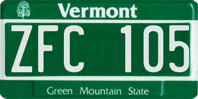 VT license plate ZFC105