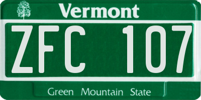 VT license plate ZFC107