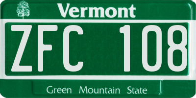 VT license plate ZFC108