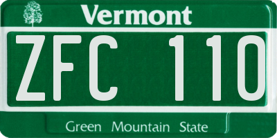 VT license plate ZFC110