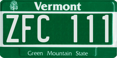 VT license plate ZFC111