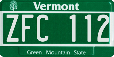 VT license plate ZFC112