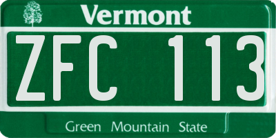 VT license plate ZFC113