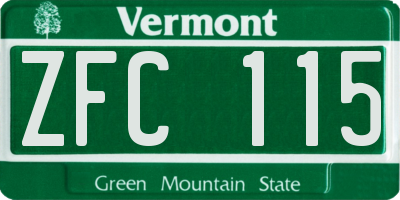 VT license plate ZFC115