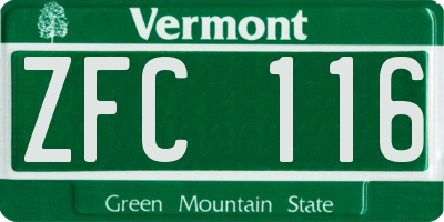 VT license plate ZFC116