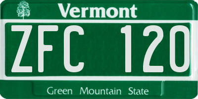 VT license plate ZFC120
