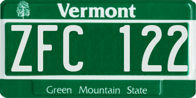 VT license plate ZFC122
