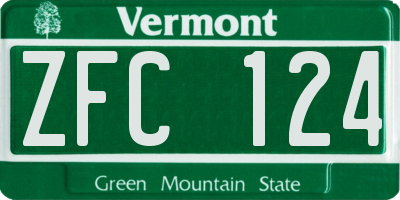 VT license plate ZFC124