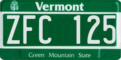 VT license plate ZFC125