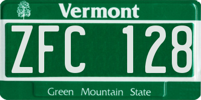 VT license plate ZFC128