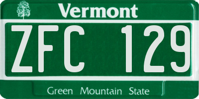 VT license plate ZFC129