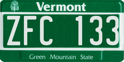 VT license plate ZFC133