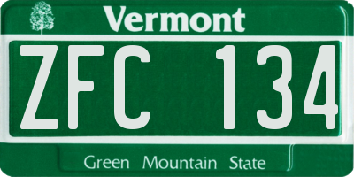 VT license plate ZFC134