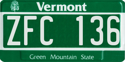 VT license plate ZFC136
