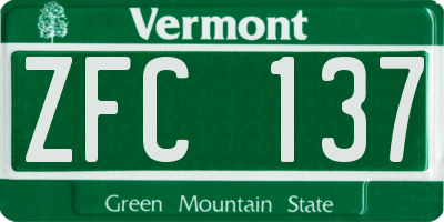 VT license plate ZFC137